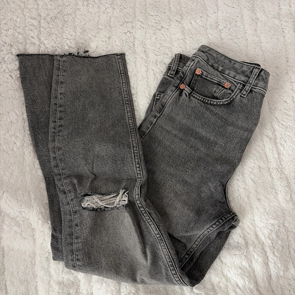 Zara Gray Straight Leg Jeans
